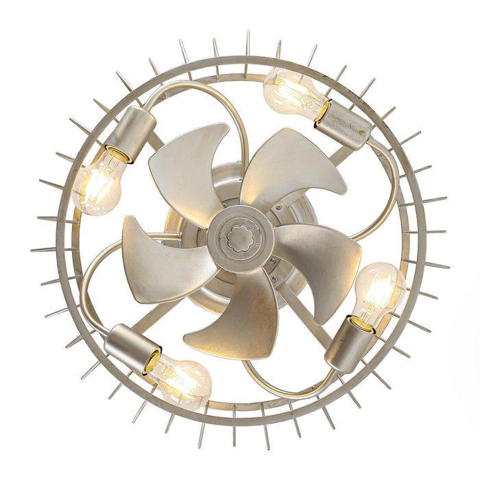 20 Inch Silver Flush Mount Ceiling Fan with Light APP and Remote Control - Sweatfully