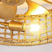 18 Inch Vintage Gold Farmhouse Rattan Flush Mount Ceiling Fan with Light APP and Remote Control - Sweatfully