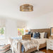 18 Inch Vintage Gold Farmhouse Rattan Flush Mount Ceiling Fan with Light APP and Remote Control - Sweatfully