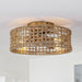 18 Inch Vintage Gold Farmhouse Rattan Flush Mount Ceiling Fan with Light APP and Remote Control - Sweatfully