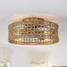 18 Inch Vintage Gold Farmhouse Rattan Flush Mount Ceiling Fan with Light APP and Remote Control - Sweatfully