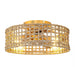 18 Inch Vintage Gold Farmhouse Rattan Flush Mount Ceiling Fan with Light APP and Remote Control - Sweatfully