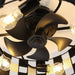 18 Inch Black Industrial Flush Mount Ceiling Fan with Light APP and Remote Control - Sweatfully