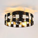 18 Inch Black Industrial Flush Mount Ceiling Fan with Light APP and Remote Control - Sweatfully