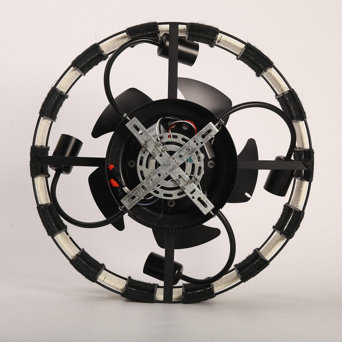 18 Inch Black Industrial Flush Mount Ceiling Fan with Light APP and Remote Control - Sweatfully
