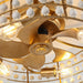 18 Inch Golden Farmhouse Wooden Beads Flush Mount Ceiling Fan with APP and Remote Control - Sweatfully