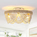 20 Inch White Farmhouse Handmade Wooden Beads Flush Mount Ceiling Fan with APP Remote Control and Lighting - Sweatfully