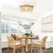 20 Inch White Farmhouse Handmade Wooden Beads Flush Mount Ceiling Fan with APP Remote Control and Lighting - Sweatfully