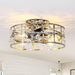 18 Inch Retro Silver Crystal Flush Mount Ceiling Fan with APP Remote Control and Lighting - Sweatfully