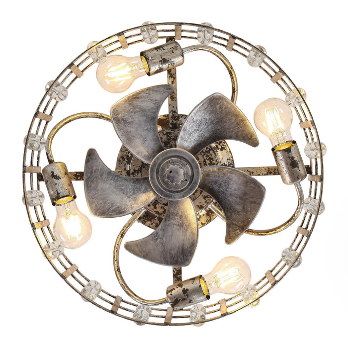 18 Inch Retro Silver Crystal Flush Mount Ceiling Fan with APP Remote Control and Lighting - Sweatfully