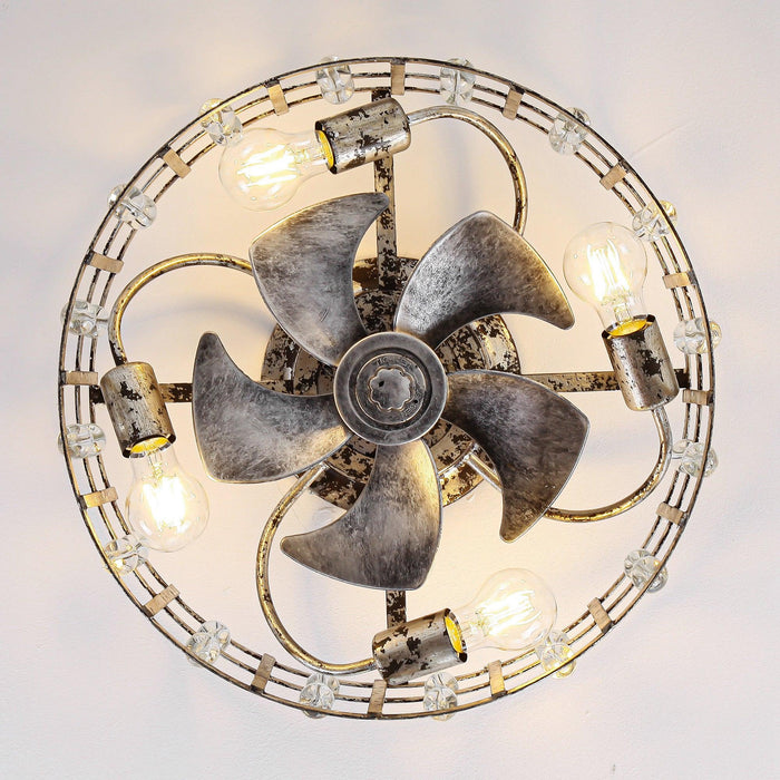 18 Inch Retro Silver Crystal Flush Mount Ceiling Fan with APP Remote Control and Lighting - Sweatfully