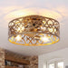 18 Inch Vintage Distressed Golden Industrial Flush Mount Ceiling Fan with Light APP and Remote Control - Sweatfully