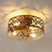 18 Inch Vintage Distressed Golden Industrial Flush Mount Ceiling Fan with Light APP and Remote Control - Sweatfully