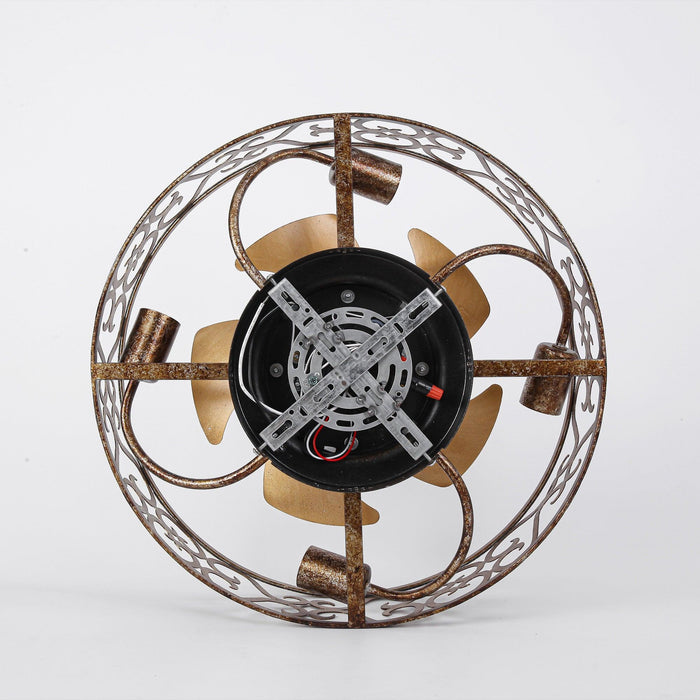 18 Inch Vintage Distressed Golden Industrial Flush Mount Ceiling Fan with Light APP and Remote Control - Sweatfully