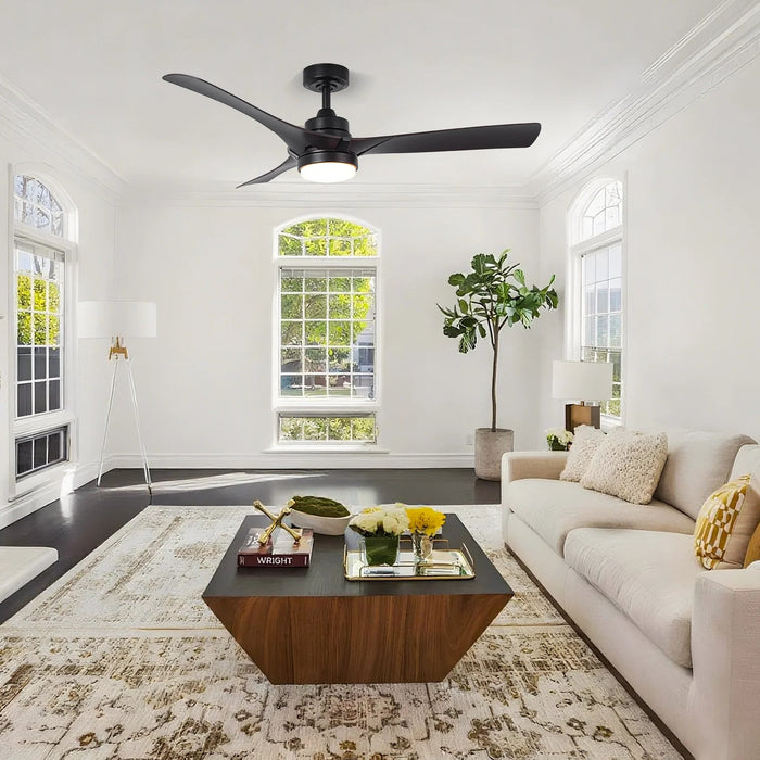 52 Inch Ivy Industrial Downrod Mount LED Ceiling Fan with Remote Control - Sweatfully