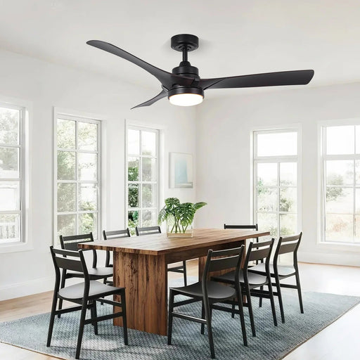 52 Inch Ivy Industrial Downrod Mount LED Ceiling Fan with Remote Control - Sweatfully