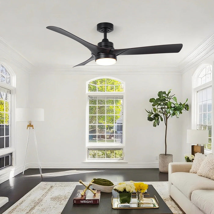 52 Inch Ivy Industrial Downrod Mount LED Ceiling Fan with Remote Control - Sweatfully