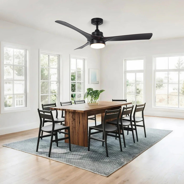 52 Inch Ivy Industrial Downrod Mount LED Ceiling Fan with Remote Control - Sweatfully