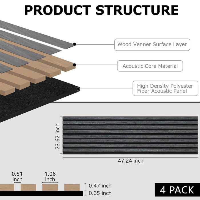 4-Piece Pack Veneer Sound Acoustic Wood Wall Panels - Sweatfully