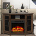 45" Corner Electric Fireplace TV Stands Console Table with 2 Metal Mesh Doors - Sweatfully