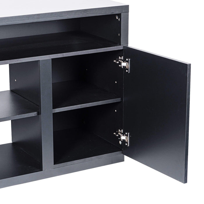 Modern 68 Inch TV Stand Media Console with LED Lights for Living Room - Sweatfully