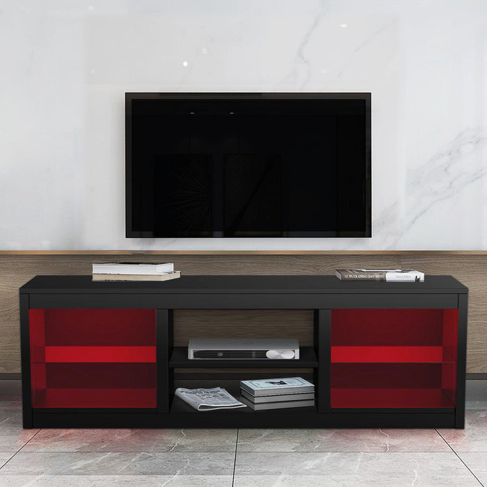 Modern 68 Inch TV Stand Media Console with LED Lights for Living Room - Sweatfully