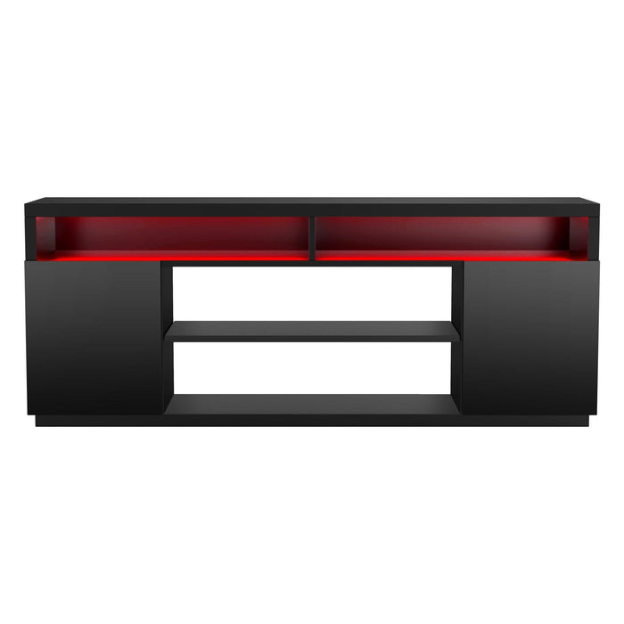 Modern 68 Inch TV Stand Media Console with LED Lights for Living Room - Sweatfully