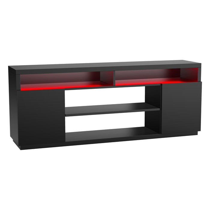 Modern 68 Inch TV Stand Media Console with LED Lights for Living Room - Sweatfully