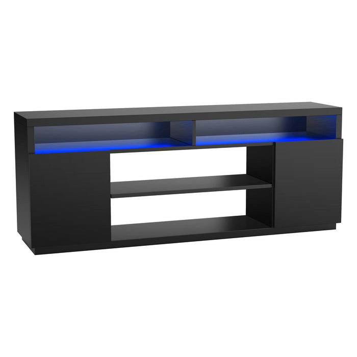 Modern 68 Inch TV Stand Media Console with LED Lights for Living Room - Sweatfully