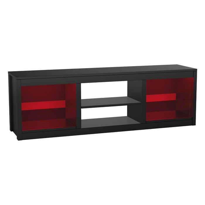 66" Modern LED TV Stand Entertainment Center with Glass Shelves for Living Room - Sweatfully