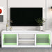 66" Modern LED TV Stand Entertainment Center with Glass Shelves for Living Room - Sweatfully