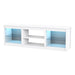66" Modern LED TV Stand Entertainment Center with Glass Shelves for Living Room - Sweatfully