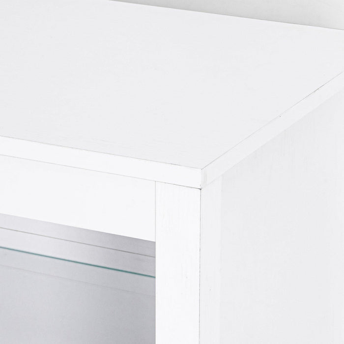 66" Modern LED TV Stand Entertainment Center with Glass Shelves for Living Room - Sweatfully