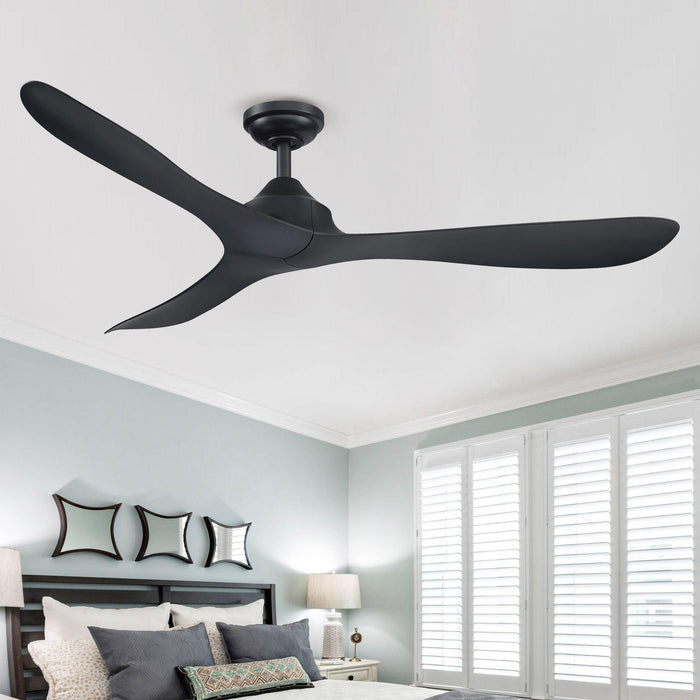 56" Modern DC Motor Downrod Mount Reversible Ceiling Fan with Remote Control - Sweatfully