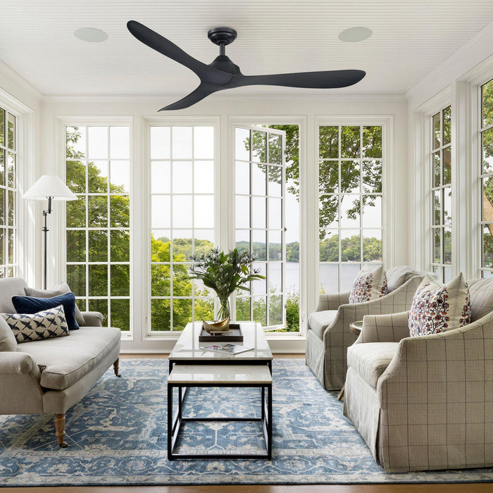 56" Modern DC Motor Downrod Mount Reversible Ceiling Fan with Remote Control - Sweatfully