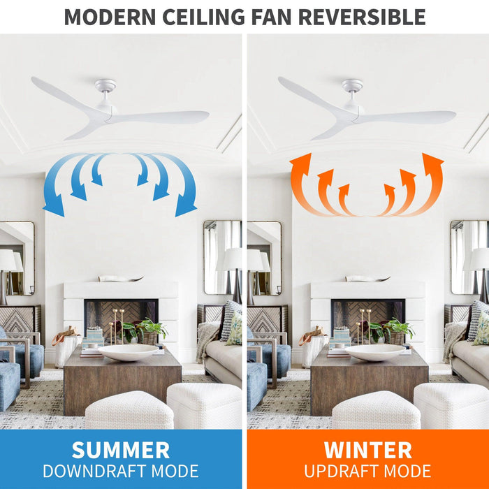 56" Modern DC Motor Downrod Mount Reversible Ceiling Fan with Remote Control - Sweatfully