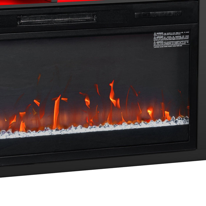Modern 68" LED TV Stand with 36" Insert Opening Electric Fireplace for Living Room in Black or White - Sweatfully