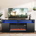 Modern 68" LED TV Stand with 36" Insert Opening Electric Fireplace for Living Room in Black or White - Sweatfully