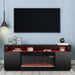 Modern 68" LED TV Stand with 36" Insert Opening Electric Fireplace for Living Room in Black or White - Sweatfully