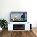 Modern 68" LED TV Stand with 36" Insert Opening Electric Fireplace for Living Room in Black or White - Sweatfully