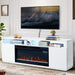 Modern 68" LED TV Stand with 36" Insert Opening Electric Fireplace for Living Room in Black or White - Sweatfully