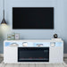 Modern 68" LED TV Stand with 36" Insert Opening Electric Fireplace for Living Room in Black or White - Sweatfully