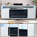 Modern 68" LED TV Stand with 36" Insert Opening Electric Fireplace for Living Room in Black or White - Sweatfully
