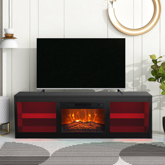 Modern 66" LED TV Stand with 23" Electric Fireplace for Living Room - Sweatfully