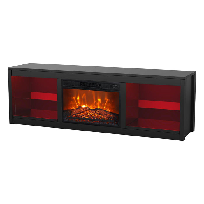 Modern 66" LED TV Stand with 23" Electric Fireplace for Living Room - Sweatfully