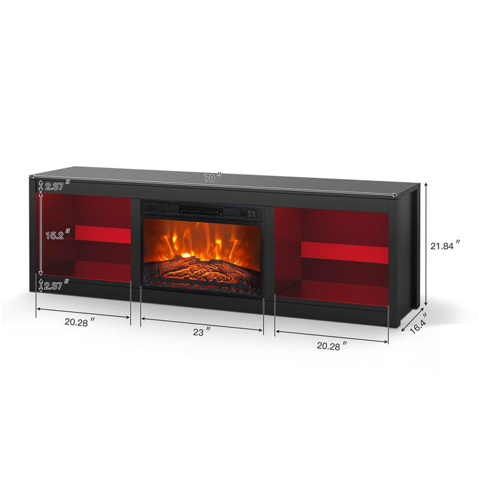 Modern 66" LED TV Stand with 23" Electric Fireplace for Living Room - Sweatfully