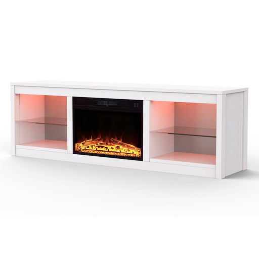 Modern 66" LED TV Stand with 23" Electric Fireplace for Living Room - Sweatfully