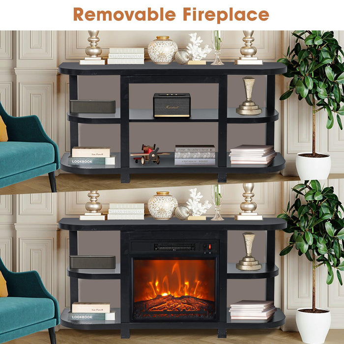 Decorative Modern 48" TV Stand with 18" Insert Electric Fireplace - Sweatfully