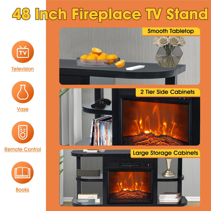 Decorative Modern 48" TV Stand with 18" Insert Electric Fireplace - Sweatfully