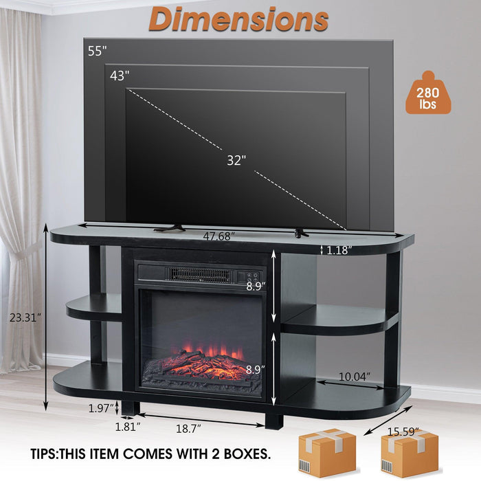 Decorative Modern 48" TV Stand with 18" Insert Electric Fireplace - Sweatfully